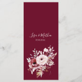 Elegant Monogram Floral Wedding Double-Sided  Menükarte (Rückseite)