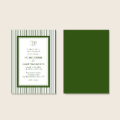 Elegant Monogram Forest Green Striped Wedding Einladung