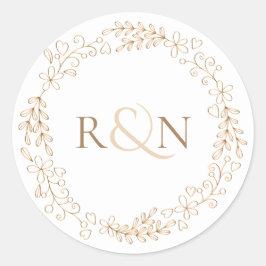 Elegant Monogram Garland Runder Aufkleber