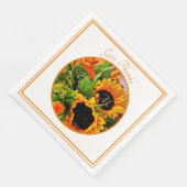 Elegant Monogram 'Give dank' Sunflower Bouquet Serviette