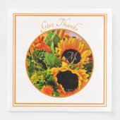 Elegant Monogram 'Give dank' Sunflower Bouquet Serviette