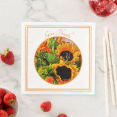 Elegant Monogram 'Give dank' Sunflower Bouquet Serviette