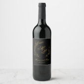 Elegant Monogram gold and black wine label Weinetikett (Vorderseite)