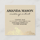 Elegant Monogram Gold Floral Quadratische Visitenkarte (Rückseite)