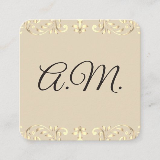 Elegant Monogram Gold Floral Quadratische Visitenkarte (Vorderseite)
