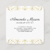 Elegant Monogram Gold Floral Quadratische Visitenkarte (Rückseite)
