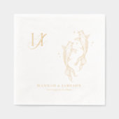 Elegant Monogram | Gold Koi Fish Wedding Servietten Mit Folie (Vorderseite)