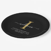 Elegant Monogram Graduation 2026 Party Pappteller (Schrägansicht)