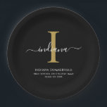 Elegant Monogram Graduation 2026 Party Pappteller<br><div class="desc">Graduation 2026 Monogram Script Initial Name Grad Party paper plates. Edit and customize with your own name,  initial,  school name and class by clicking the "Personalize" button.</div>