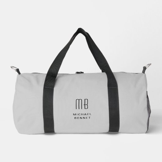 Elegant Monogram Gray Duffle Bag (Vorderseite)