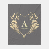 Elegant Monogram Gray Fleecedecke (Vorderseite)