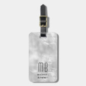 Elegant Monogram Gray Gepäckanhänger (Vorderseite vertikal)
