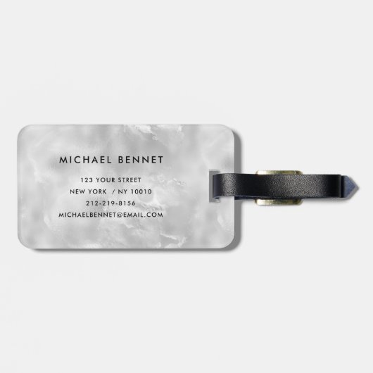 Elegant Monogram Gray Gepäckanhänger (Rückseite horizontal)