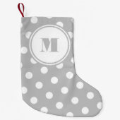 Elegant Monogram Gray Polka Dots Kleiner Weihnachtsstrumpf (Vorderseite)
