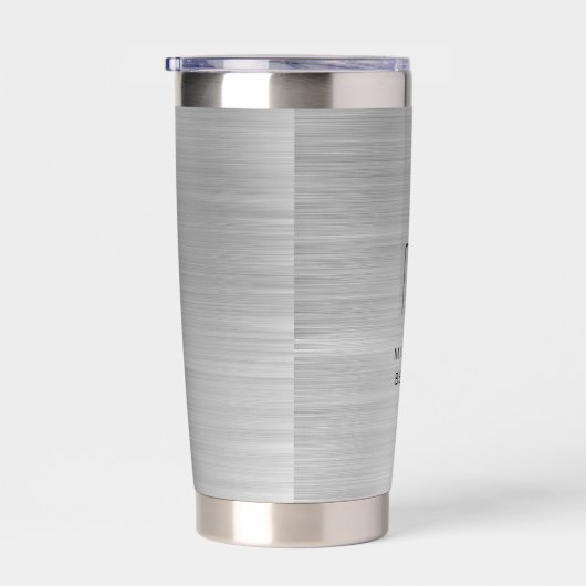 Elegant Monogram Gray Thermobecher (Rechts)