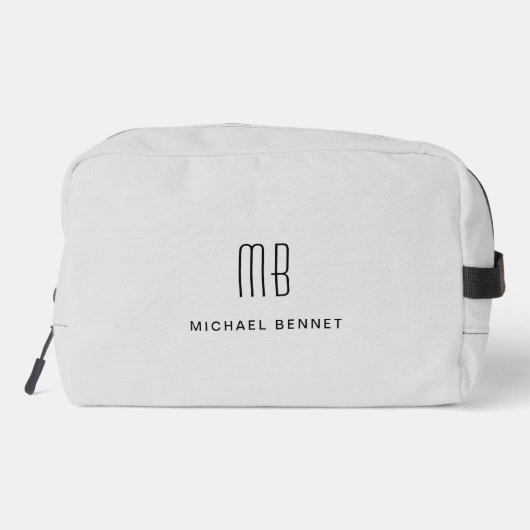 Elegant Monogram Gray Waschbeutel (Rückseite)