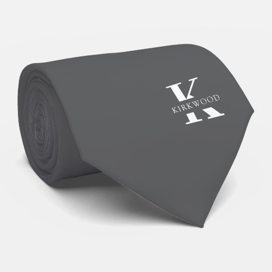 Elegant Monogram Gray | weiß Krawatte (Gerollt)