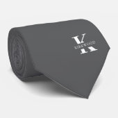 Elegant Monogram Gray | weiß Krawatte (Gerollt)