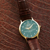 Elegant Monogram green and gold Couple names Armbanduhr