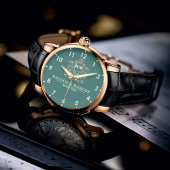 Elegant Monogram green and gold Couple names Armbanduhr