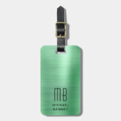 Elegant Monogram Green Gepäckanhänger (Vorderseite vertikal)