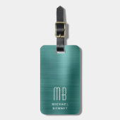 Elegant Monogram Green Gepäckanhänger (Vorderseite vertikal)