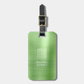 Elegant Monogram Green Gepäckanhänger (Vorderseite vertikal)