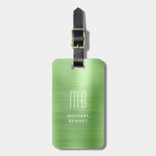 Elegant Monogram Green Gepäckanhänger (Vorderseite vertikal)