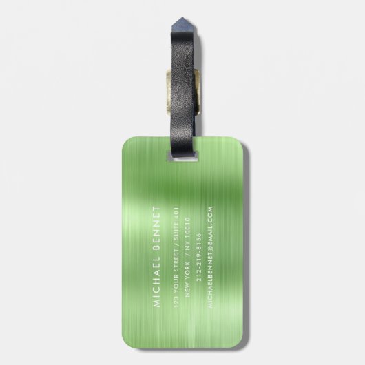 Elegant Monogram Green Gepäckanhänger (Rückseite vertikal)