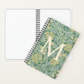 Elegant Monogram Green Jasmine Floral Notizblock (Innen)