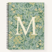 Elegant Monogram Green Jasmine Floral Notizblock (Vorderseite)