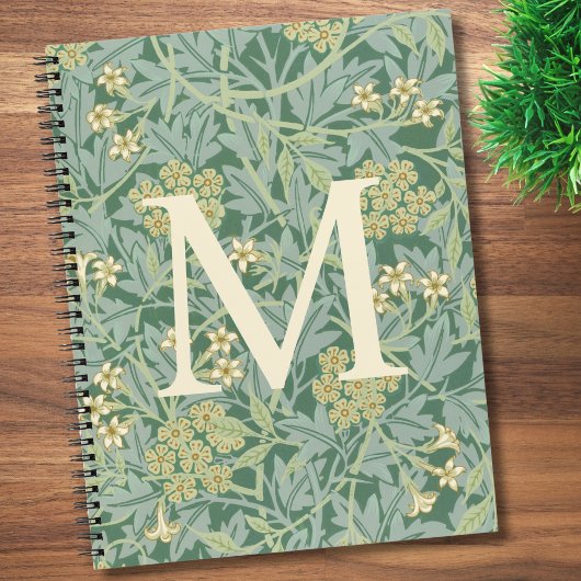Elegant Monogram Green Jasmine Floral Notizblock