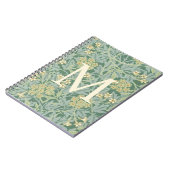 Elegant Monogram Green Jasmine Floral Notizblock (Linke Seite)