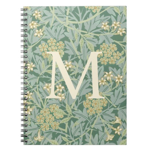 Elegant Monogram Green Jasmine Floral Notizblock (Vorderseite)