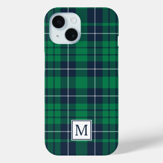 Elegant Monogram Green Kariert Case-Mate iPhone Hülle (Rückseite)
