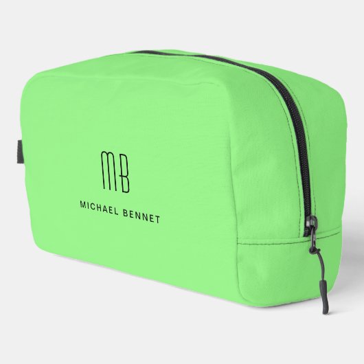 Elegant Monogram Green Waschbeutel (Rechte Ecke)
