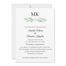 Elegant Monogram Greenering Wedding Einladung