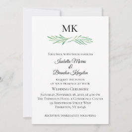 Elegant Monogram Greenering Wedding Einladung