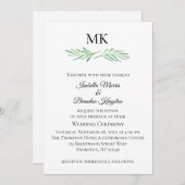 Elegant Monogram Greenering Wedding Einladung (Vorne/Hinten)