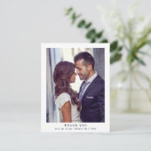 Elegant Monogram Greenerity Blätter Wedding Foto Dankeskarte (Stehend Vorderseite)