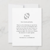 Elegant Monogram Greenerity Blätter Wedding Foto Dankeskarte (Rückseite)