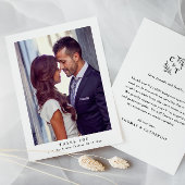 Elegant Monogram Greenerity Blätter Wedding Foto Dankeskarte