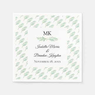 Elegant Monogram Greenerity Wedding Napkin Serviette