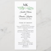 Elegant Monogram Greenerity Wedding Program Menükarte (Vorderseite)
