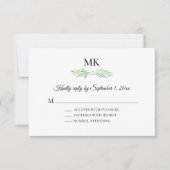 Elegant Monogram Greenerity Wedding RSVP Einladung (Vorderseite)