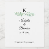 Elegant Monogram Greenerity Wedding Weinetikett (Einzelnes Label)