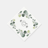 Elegant Monogram Greenery Eucalyptus Personalisier Serviette (Ecke)