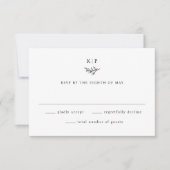 Elegant Monogram Greenery Leaves Wedding RSVP Karte (Vorderseite)