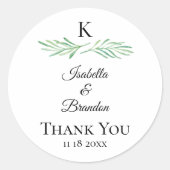 Elegant Monogram Greenery Wedding Sticker (Vorderseite)