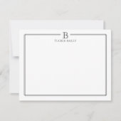 Elegant Monogram Initial Beruflich Schwarz-weiß Mitteilungskarte (Vorderseite)
